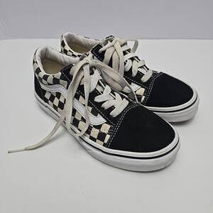 Vans Old Skool Classic Black White Checkerboard Youth 2 Lace Sneakers Skater
